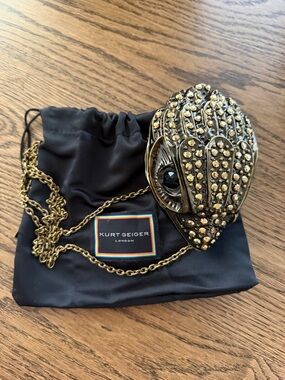 Kurt Geiger Gold Owl Crystal-Embellished Mini Crossbody Bag